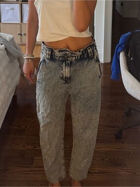 Zara Light-Wash Gray Straight Jeans